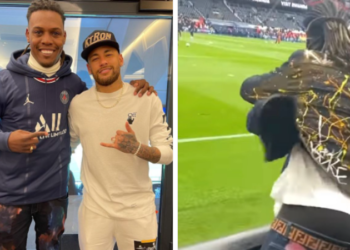 MC Kekel se emociona após receber abraço de Neymar em jogo do PSG; veja