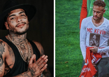 Neymar homenageou MC Kevin neste sábado (8), após empate com o Paris Saint-Germain no Campeonato Francês, no Stade Auguste-Delaune II.