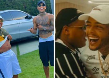 Ryan publicou o momento que recebeu das mãos de Val Negra a camisa que MC Kevin usou no clipe "Manto do Timão"