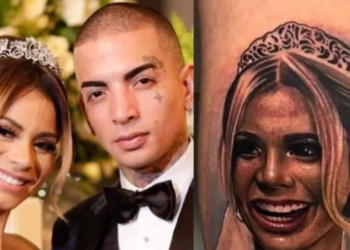 Na última terça-feira (17), MC Guimê publicou em suas redes sociais um vídeo onde mostra sua 'nova' tatuagem. A arte, que antes homenageava Lexa, ex-esposa do cantor, foi coberta pelo desenho de uma mulher usando boné e bandana no rosto. 